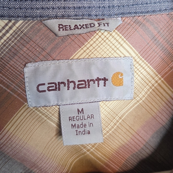 Carhartt Men's Casual Plaid Shirt - Red and Tan - Picture 5 of 7
